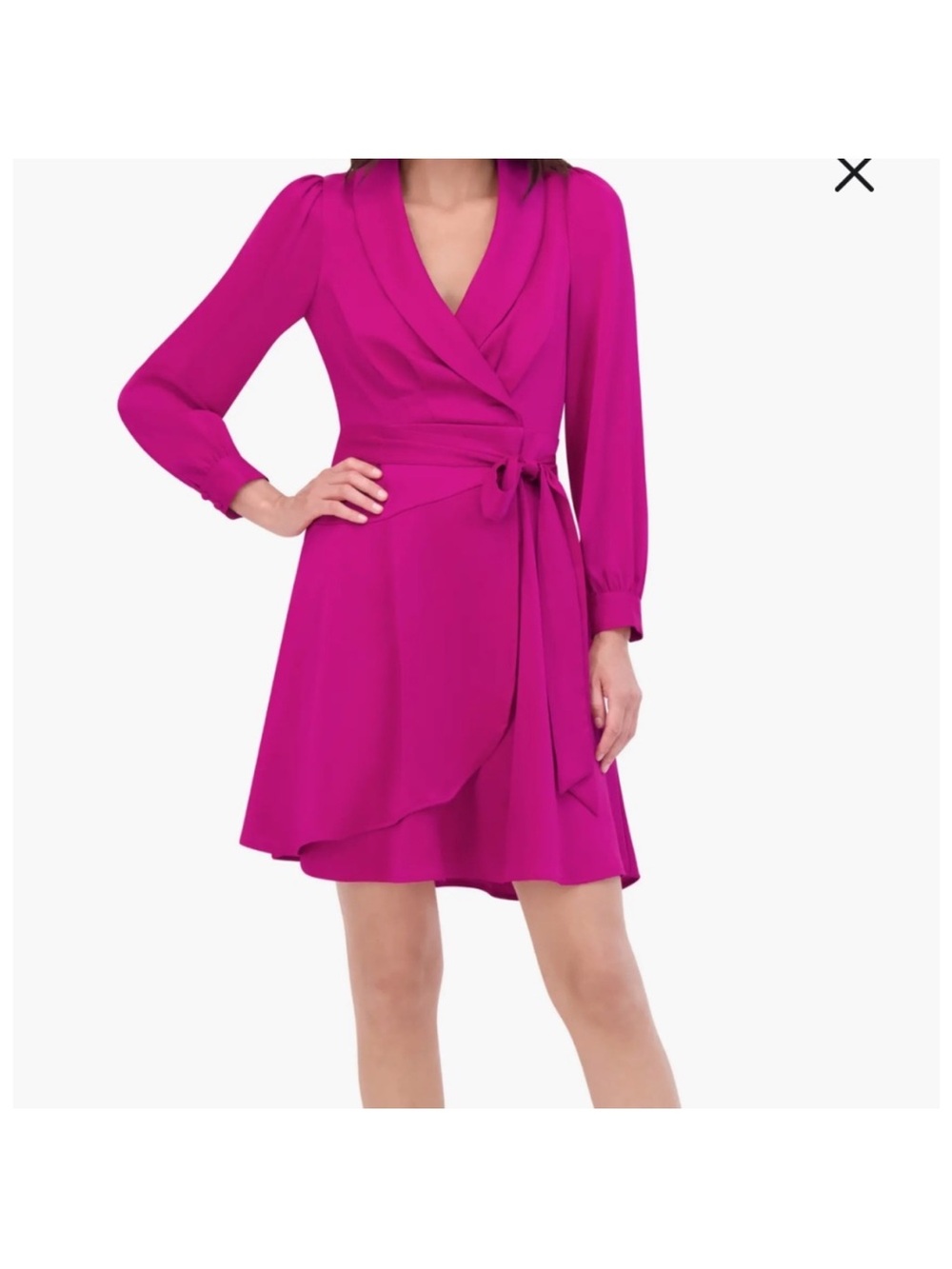 Vince Camuto Bright Fuchsia Long-Sleeve Wrap Dress